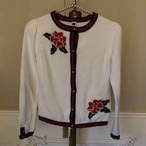 Girls Janie and Jack Floral Embroidered Cardigan
